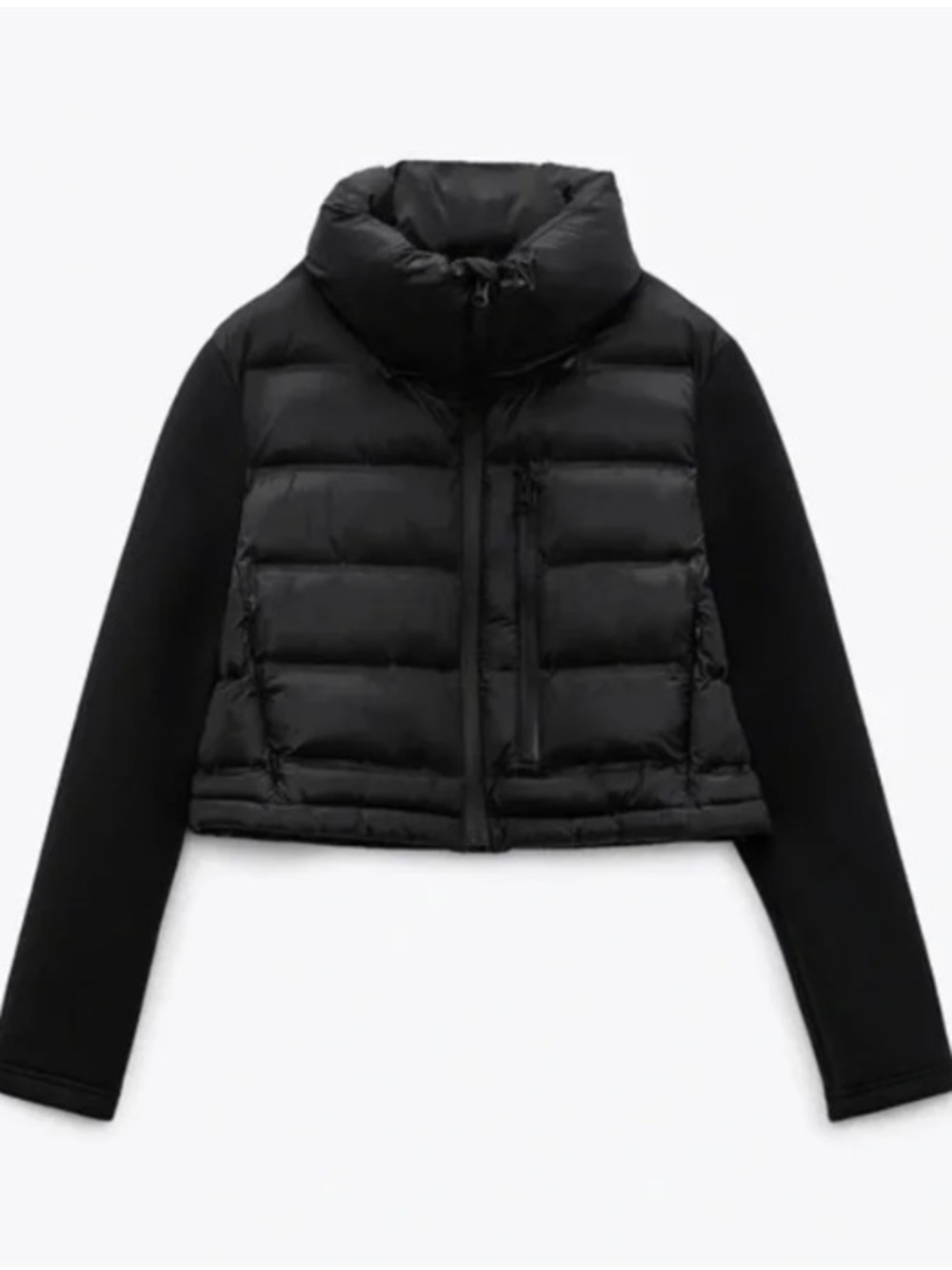 Zara Black Cropped Lightweight Puffer Jacket Women’s Size Medium